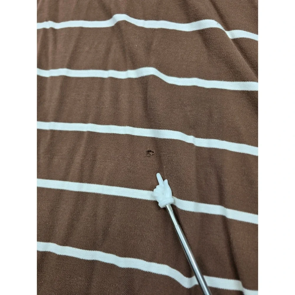 Polo Ralph Lauren Polo Shirt Mens 2XB Big Tall Brown White Striped‎ Work Chore